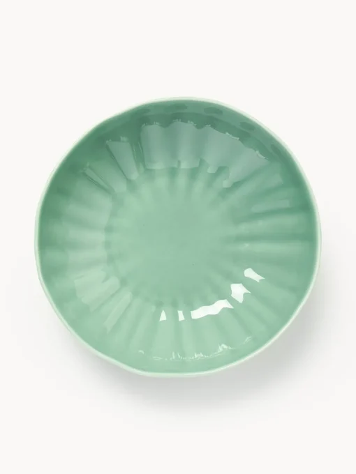 Platos Hondos|Vajillas Completas>Westwing Collection Platos hondos de porcelana con relieves Sali, 4 uds. Verde menta