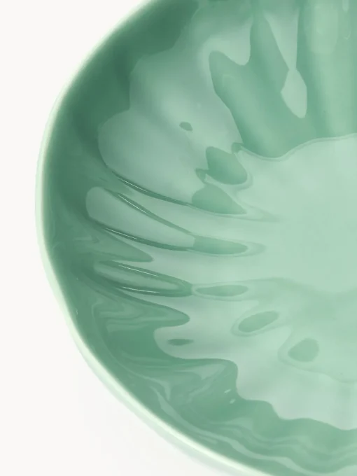 Platos Hondos|Vajillas Completas>Westwing Collection Platos hondos de porcelana con relieves Sali, 4 uds. Verde menta