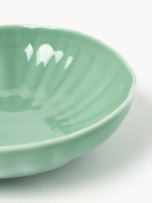 Platos Hondos|Vajillas Completas>Westwing Collection Platos hondos de porcelana con relieves Sali, 4 uds. Verde menta