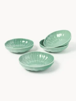 Platos Hondos|Vajillas Completas></noscript>Westwing Collection Platos hondos de porcelana con relieves Sali, 4 uds. Verde menta