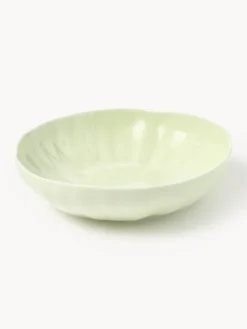 Platos Hondos|Vajillas Completas>Westwing Collection Platos hondos de porcelana con relieves Sali, 4 uds. Verde claro