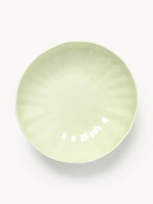 Platos Hondos|Vajillas Completas>Westwing Collection Platos hondos de porcelana con relieves Sali, 4 uds. Verde claro