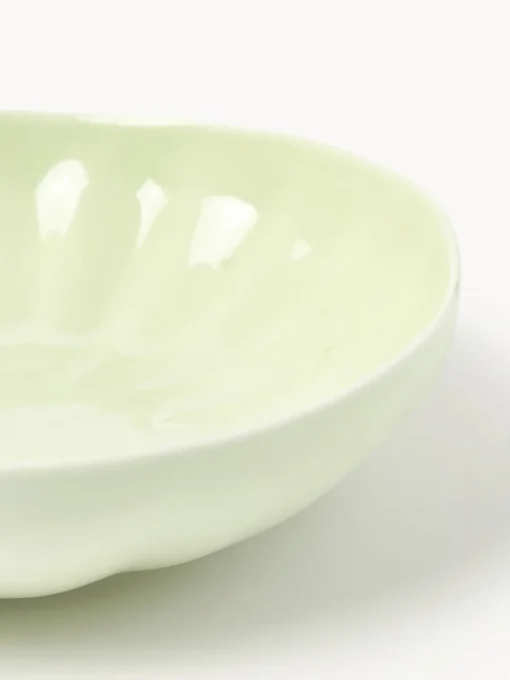 Platos Hondos|Vajillas Completas>Westwing Collection Platos hondos de porcelana con relieves Sali, 4 uds. Verde claro
