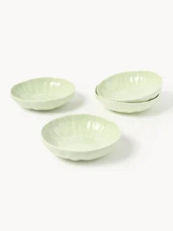 Platos Hondos|Vajillas Completas></noscript>Westwing Collection Platos hondos de porcelana con relieves Sali, 4 uds. Verde claro