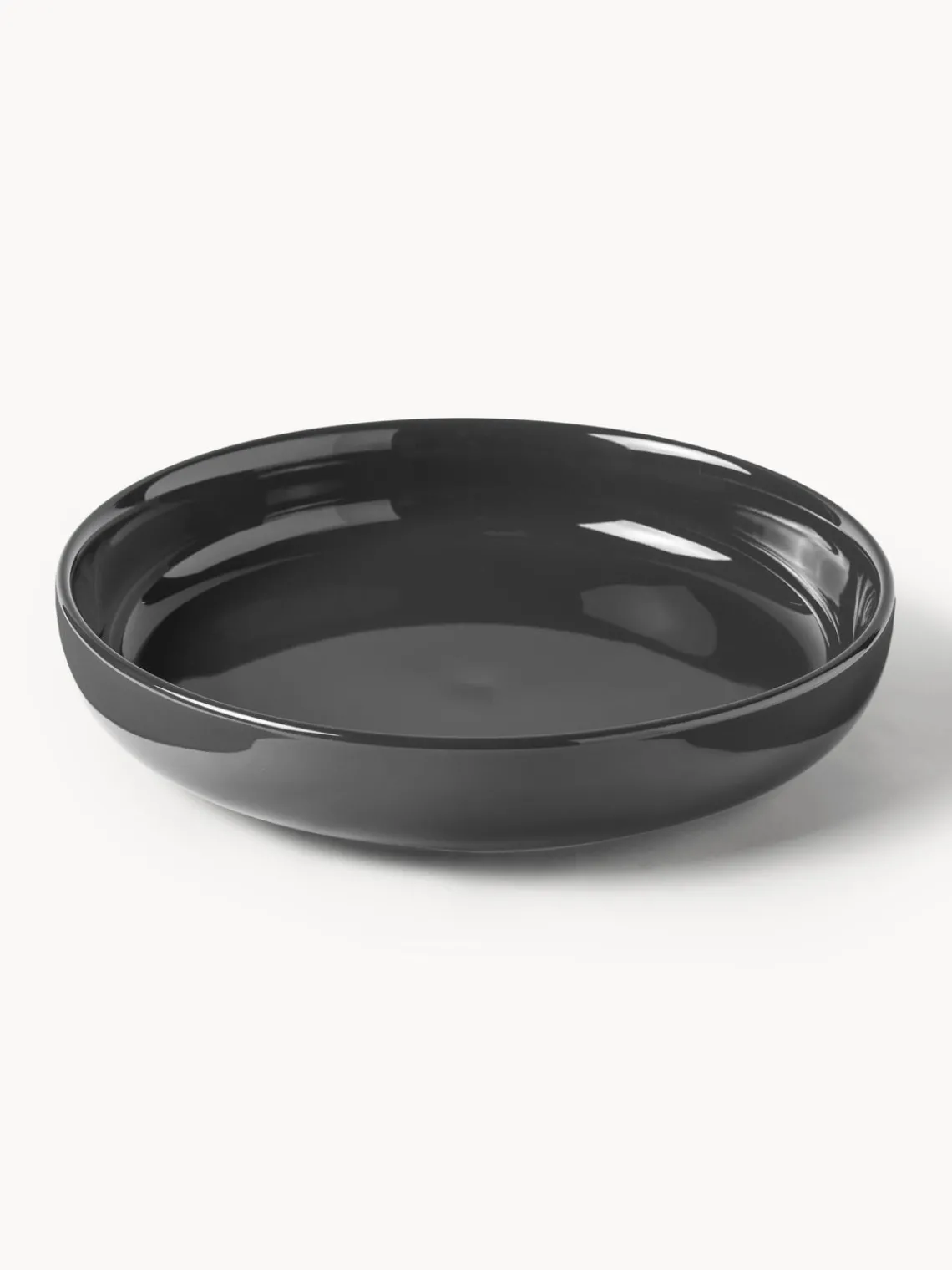 Platos Hondos|Vajillas Completas>Westwing Collection Platos hondos de porcelana Nessa, 4 uds. Gris oscuro brillante