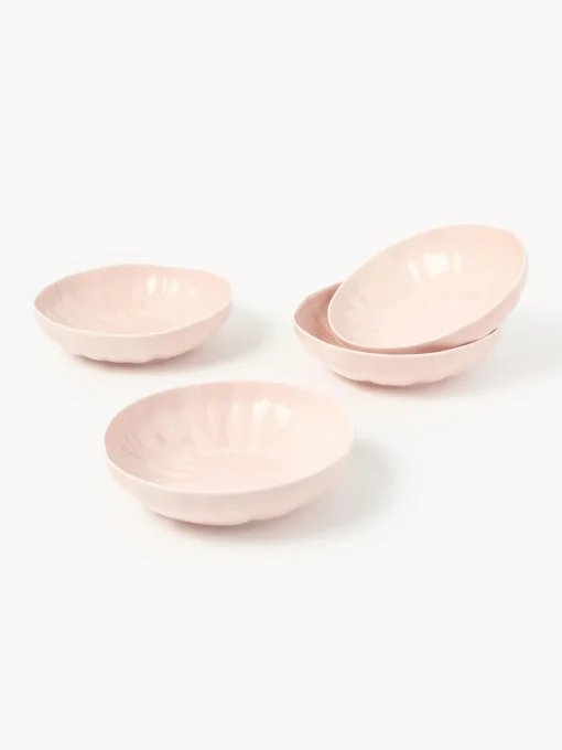 Platos hondos de porcelana con relieves Sali, 4 uds. Platos Hondos|Vajillas Completas