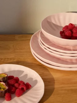 Platos hondos de porcelana con relieves Sali, 4 uds. Platos Hondos|Vajillas Completas