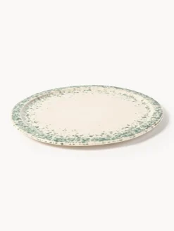 Platos Llanos|Vajillas Completas></noscript>Westwing Collection Platos llanos artesanales Bernardo, 4 uds. Beige claro, verde salvia