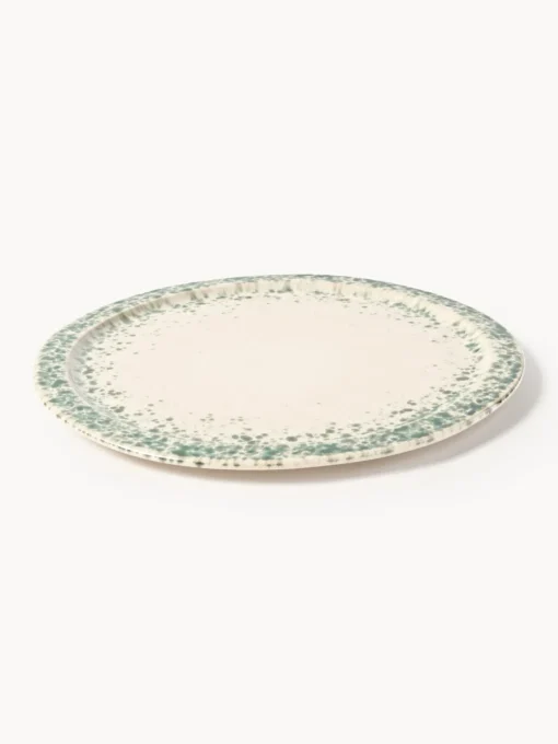 Platos Llanos|Vajillas Completas>Westwing Collection Platos llanos artesanales Bernardo, 4 uds. Beige claro, verde salvia
