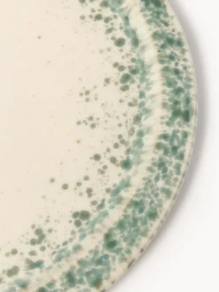 Platos Llanos|Vajillas Completas></noscript>Westwing Collection Platos llanos artesanales Bernardo, 4 uds. Beige claro, verde salvia