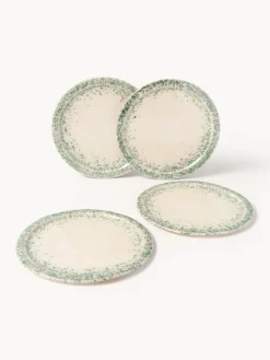 Platos Llanos|Vajillas Completas></noscript>Westwing Collection Platos llanos artesanales Bernardo, 4 uds. Beige claro, verde salvia