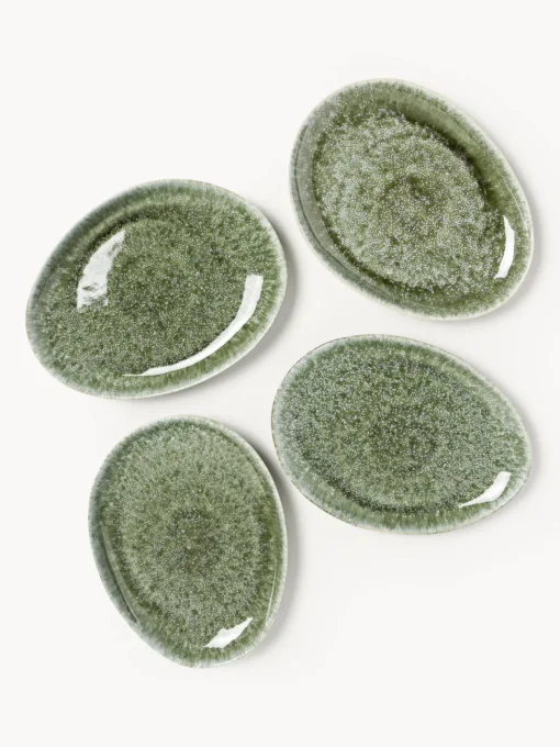 Clearance Platos llanos artesanales de forma orgánica Macey, 4 uds. Platos Llanos|Vajillas Completas