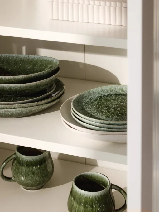Clearance Platos llanos artesanales de forma orgánica Macey, 4 uds. Platos Llanos|Vajillas Completas