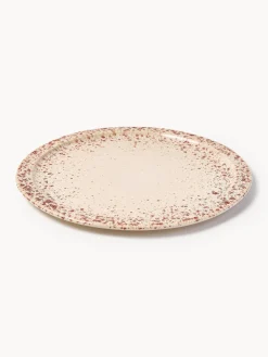 Platos Llanos|Vajillas Completas></noscript>Westwing Collection Platos llanos artesanales Bernardo, 4 uds. Beige claro, rojo vino
