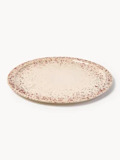 Platos Llanos|Vajillas Completas></noscript>Westwing Collection Platos llanos artesanales Bernardo, 4 uds. Beige claro, rojo vino