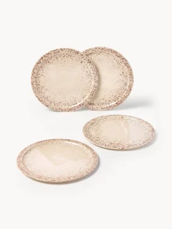 Platos Llanos|Vajillas Completas></noscript>Westwing Collection Platos llanos artesanales Bernardo, 4 uds. Beige claro, rojo vino