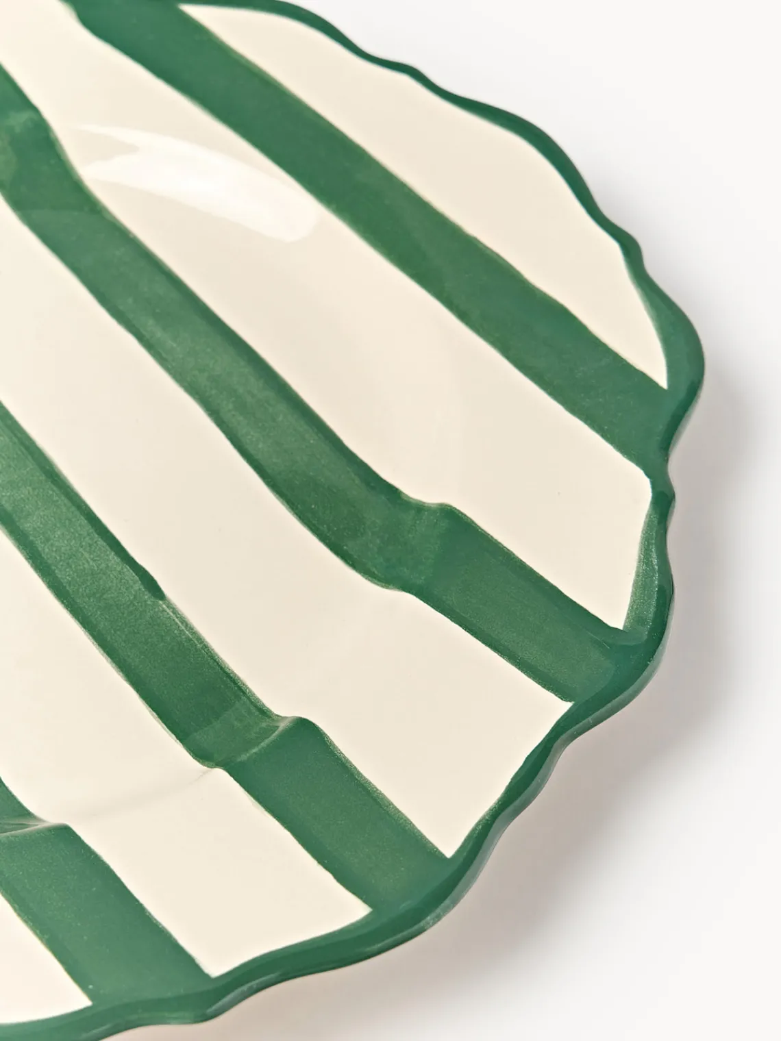 Platos Llanos|Menaje De Mesa>Westwing Collection Platos llanos artesanales Donald, 4 uds. Blanco Off White, verde