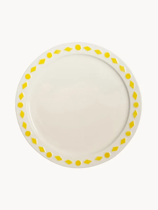 Platos Llanos|Menaje De Mesa>&k Amsterdam Platos llanos artesanales Folk, 2 uds. Blanco Off White, amarillo claro
