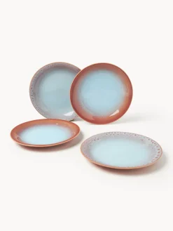 Platos Llanos|Vajillas Completas></noscript>Westwing Collection Platos llanos artesanales Marguerite, 4 uds. Terracota, azul claro