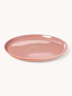 Platos Llanos|Vajillas Completas>Westwing Collection Platos llanos con esmalte reactivo Havana, 4 uds. Tonos rosas y naranjas