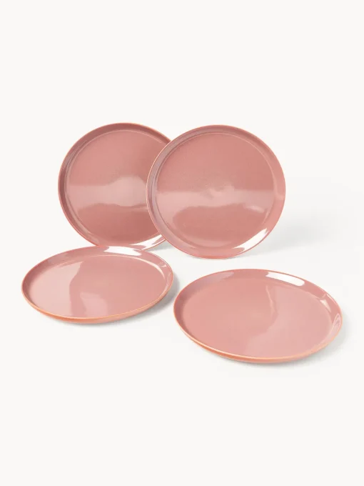 Platos Llanos|Vajillas Completas>Westwing Collection Platos llanos con esmalte reactivo Havana, 4 uds. Tonos rosas y naranjas