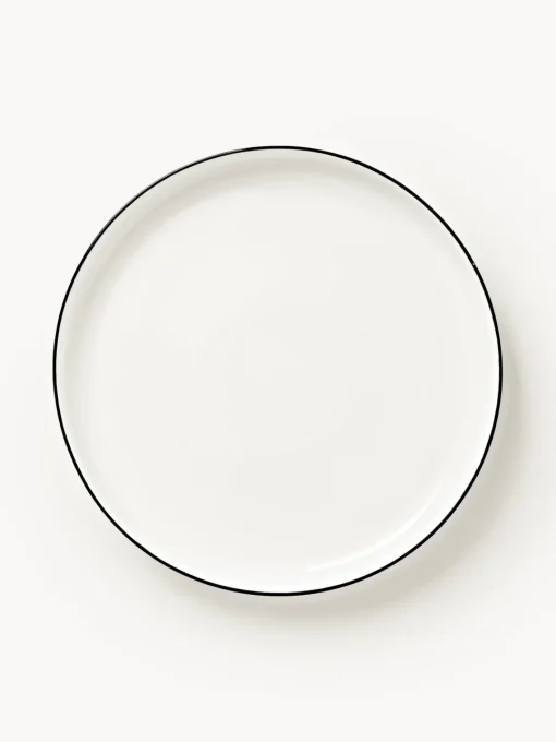 Platos Llanos|Vajillas Completas>Westwing Collection Platos llanos de porcelana Facile, 2 uds. Blanco Off White con borde negro
