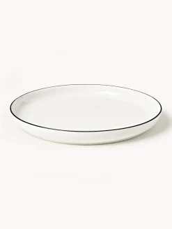 Platos Llanos|Vajillas Completas></noscript>Westwing Collection Platos llanos de porcelana Facile, 2 uds. Blanco Off White con borde negro