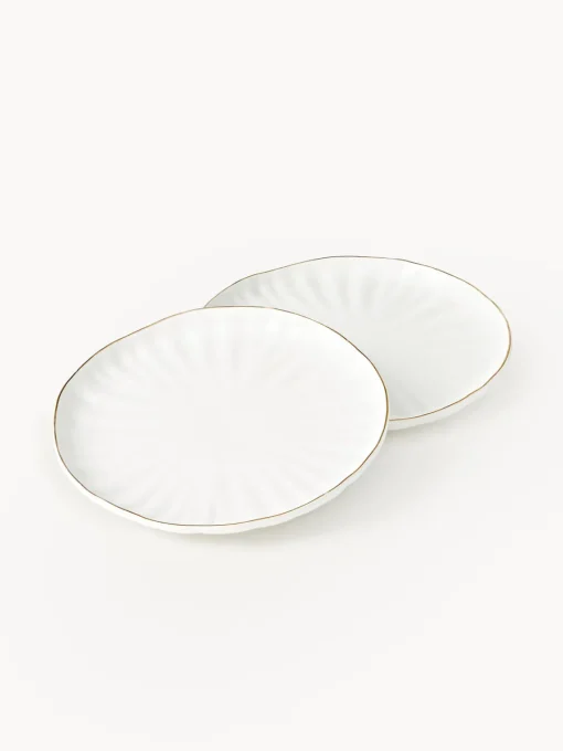 Platos Llanos|Vajillas Completas>Westwing Collection Platos llanos de porcelana con relieves Sali, 2 uds.
