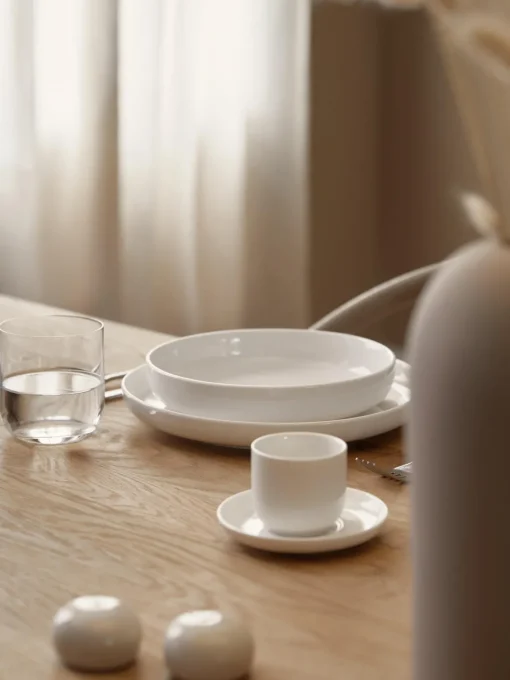 Platos Llanos|Vajillas Completas>Westwing Collection Platos llanos de porcelana Nessa, 4 uds. Blanco Off White brillante