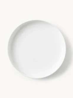Platos Llanos|Vajillas Completas></noscript>Westwing Collection Platos llanos de porcelana Nessa, 4 uds. Blanco Off White brillante