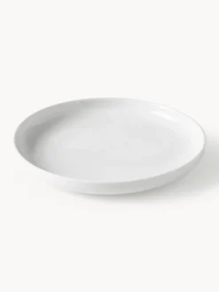 Platos Llanos|Vajillas Completas></noscript>Westwing Collection Platos llanos de porcelana Nessa, 4 uds. Blanco Off White brillante