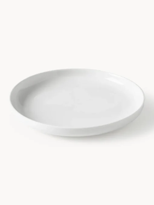Platos Llanos|Vajillas Completas>Westwing Collection Platos llanos de porcelana Nessa, 4 uds. Blanco Off White brillante