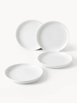 Platos Llanos|Vajillas Completas></noscript>Westwing Collection Platos llanos de porcelana Nessa, 4 uds. Blanco Off White brillante