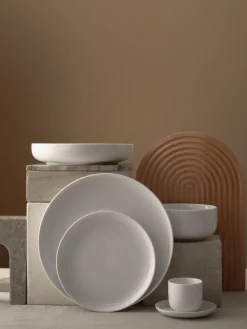 Platos Llanos|Vajillas Completas></noscript>Westwing Collection Platos llanos de porcelana Nessa, 4 uds. Blanco Off White brillante