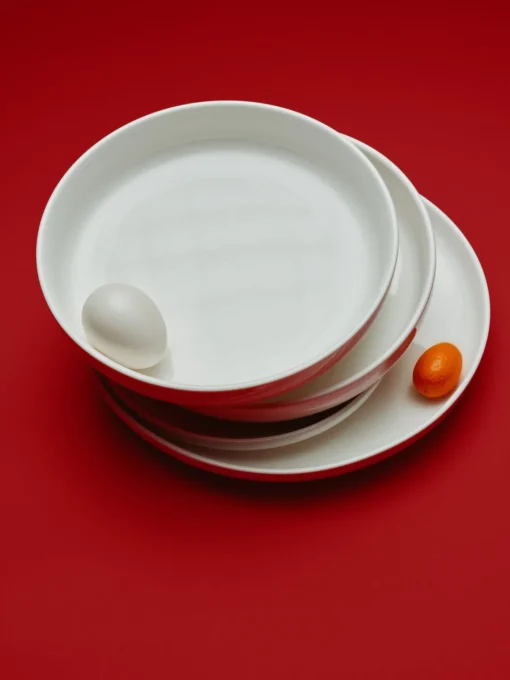 Platos Llanos|Vajillas Completas>Westwing Collection Platos llanos de porcelana Nessa, 4 uds. Blanco Off White brillante