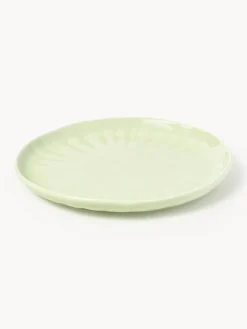 Platos Llanos|Vajillas Completas></noscript>Westwing Collection Platos llanos de porcelana con relieves Sali, 4 uds. Verde claro