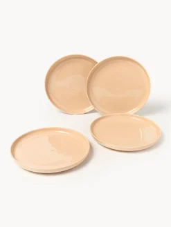 Platos Llanos|Vajillas Completas></noscript>Westwing Collection Platos llanos de porcelana Nessa, 4 uds. Melocotón brillante