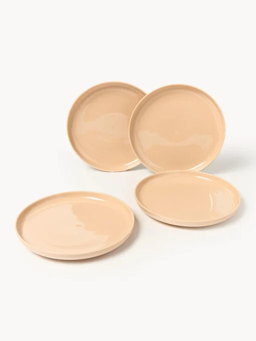 Platos Llanos|Vajillas Completas>Westwing Collection Platos llanos de porcelana Nessa, 4 uds. Melocotón brillante
