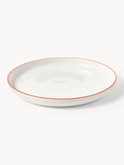 Platos Llanos|Vajillas Completas></noscript>Westwing Collection Platos llanos de porcelana Facile, 2 uds. Blanco Off White con borde naranja