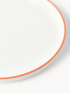 Platos Llanos|Vajillas Completas></noscript>Westwing Collection Platos llanos de porcelana Facile, 2 uds. Blanco Off White con borde naranja