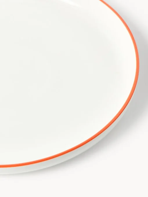 Platos Llanos|Vajillas Completas>Westwing Collection Platos llanos de porcelana Facile, 2 uds. Blanco Off White con borde naranja