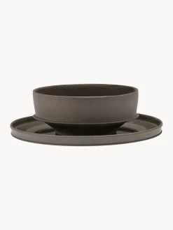 Platos Llanos|Vajillas Completas>SERAX Platos llanos de porcelana con esmalte reactivo Dune, 2 uds. Marrón