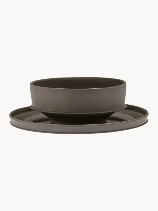 Platos Llanos|Vajillas Completas>SERAX Platos llanos de porcelana con esmalte reactivo Dune, 2 uds. Marrón
