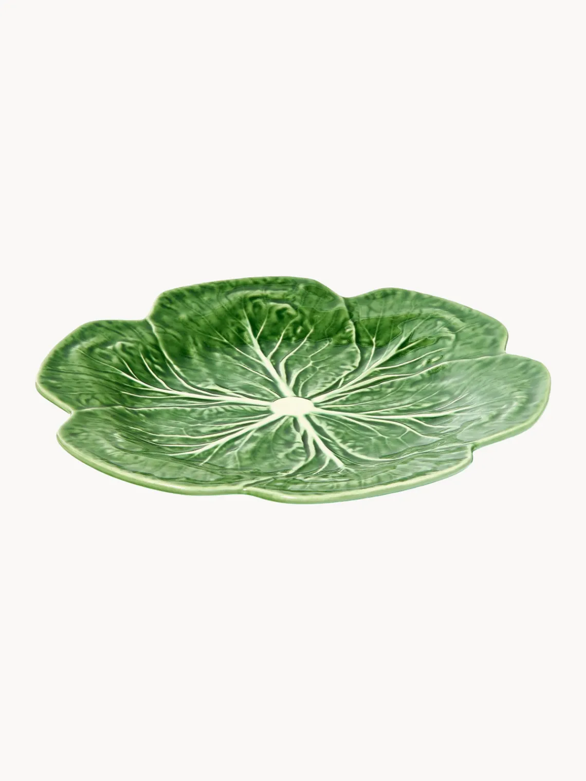 Platos Llanos|Vajillas Completas>BORDALLO PINHEIRO Platos llanos pintados a mano Cabbage, 2 uds. Verde oscuro, blanco Off White