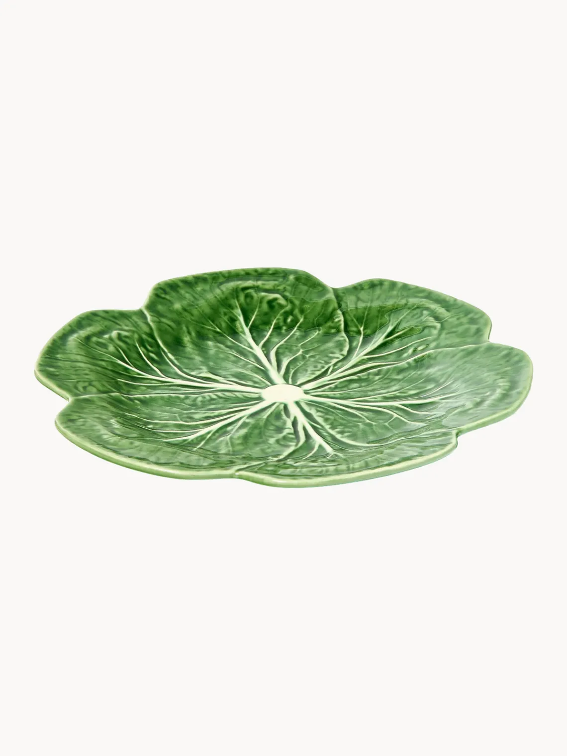 Platos Llanos|Vajillas Completas>BORDALLO PINHEIRO Platos llanos pintados a mano Cabbage, 2 uds. Verde oscuro, blanco Off White