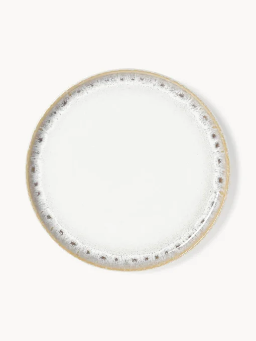 Platos De Postre|Vajillas Completas>Westwing Collection Platos postre artesanales con esmalte reactivo Danza, 4 uds. Blanco, tonos beige, con gradiente de color