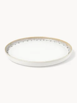 Platos De Postre|Vajillas Completas></noscript>Westwing Collection Platos postre artesanales con esmalte reactivo Danza, 4 uds. Blanco, tonos beige, con gradiente de color