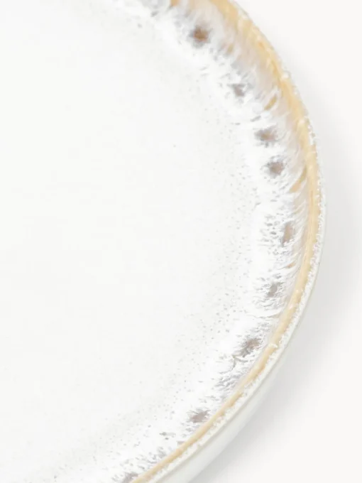 Platos De Postre|Vajillas Completas>Westwing Collection Platos postre artesanales con esmalte reactivo Danza, 4 uds. Blanco, tonos beige, con gradiente de color
