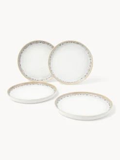 Platos De Postre|Vajillas Completas></noscript>Westwing Collection Platos postre artesanales con esmalte reactivo Danza, 4 uds. Blanco, tonos beige, con gradiente de color