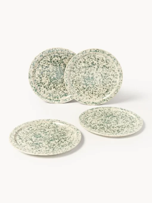 Platos De Postre|Vajillas Completas>Westwing Collection Platos postre artesanales Bernardo, 4 uds. Beige claro, verde salvia